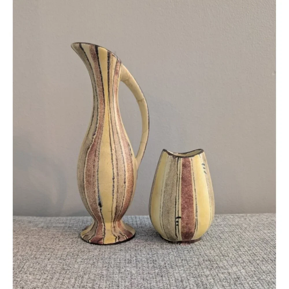 Bay Keramik 523-20 Abstract Ewer & Vessel Set, West German Pottery, VGC, 70s/MCM - Picture 2 of 9